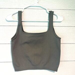 Gray stretchy Sports bra/bandeu/crop tank!